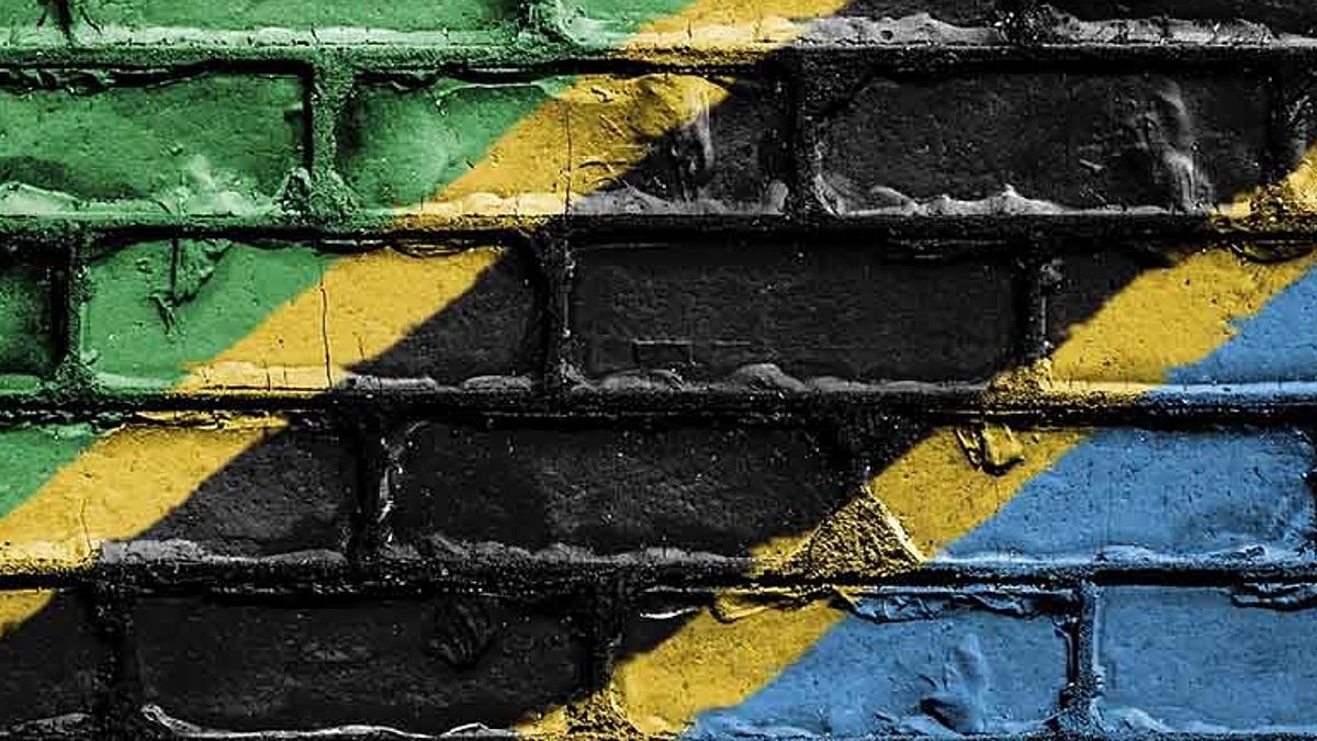 Flagg of Tanzania is sprayed on a wall